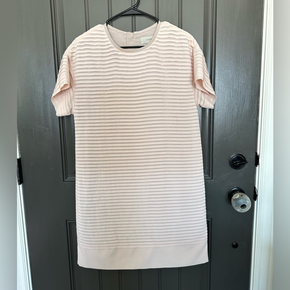 J Crew Blush Pink Chiffon Pleated Sheath Dress